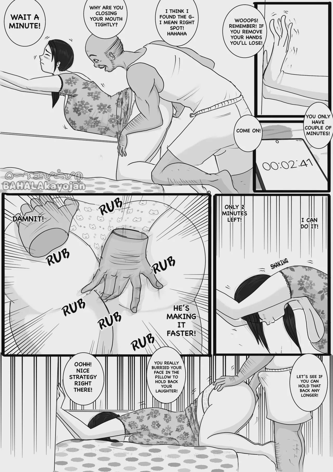 Art by  - Tagged dark_skin, milf, blindfold, big_breasts, bald, netorare, bukkake