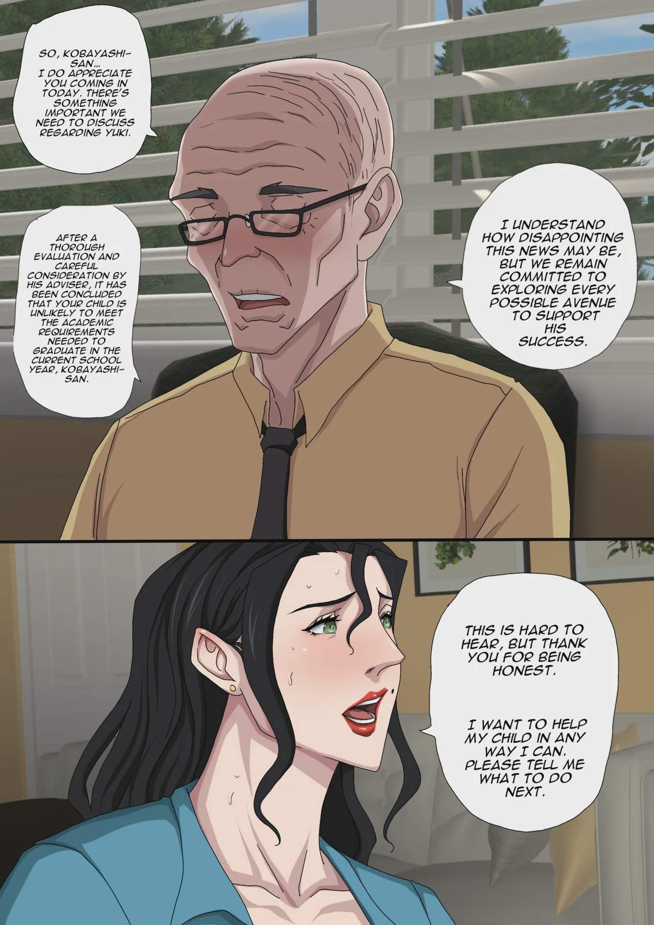 Art by zetto - Tagged sole_female, bald, zetto, milf, old_man, netorare, cheating, mother, beauty_mark, big_breasts, daughter, sole_male, widower