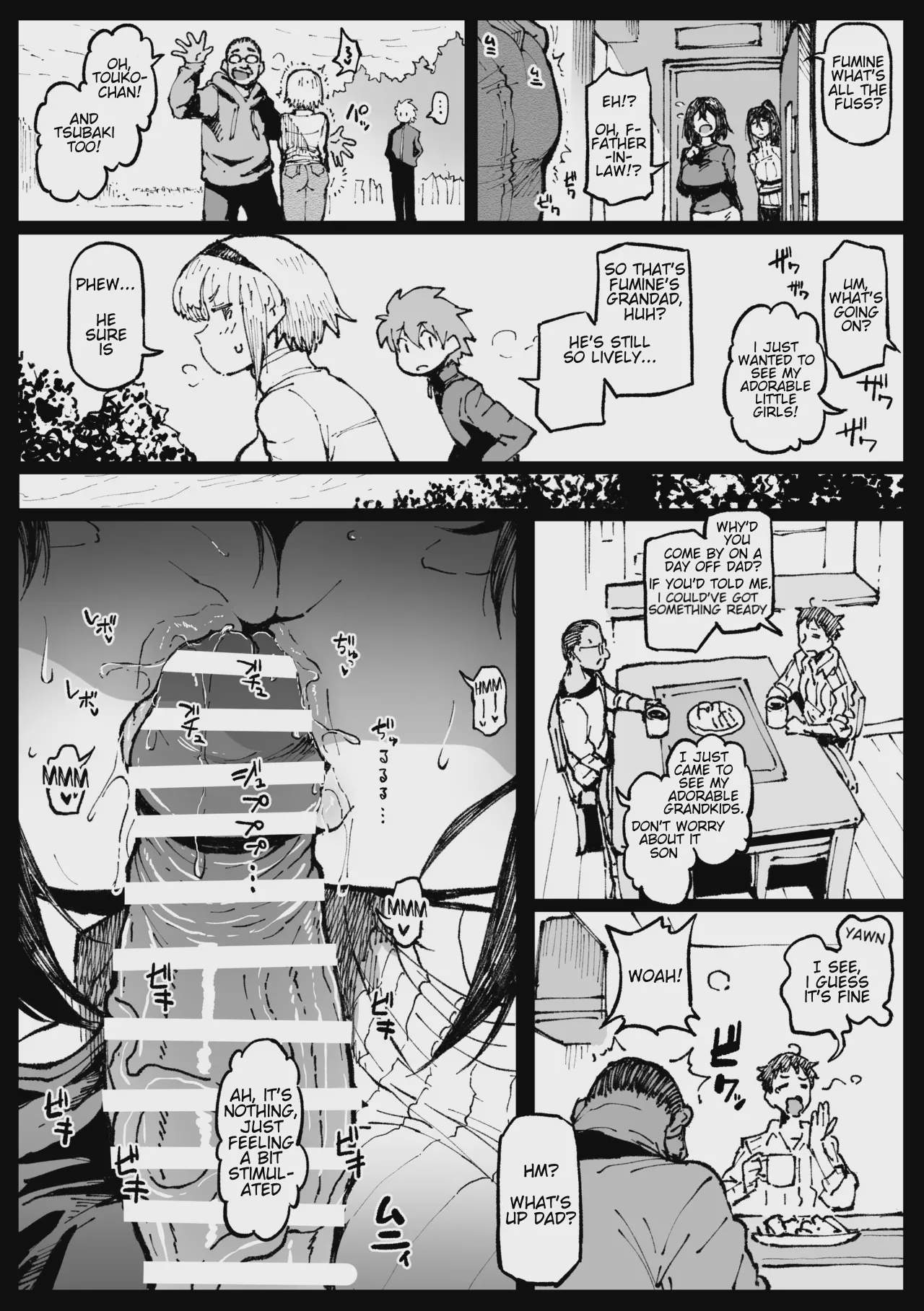 Art by ahemaru - Tagged oyakodon, big_penis, netorare, ahemaru, bbm, nakadashi, dark_skin, daughter, hidden_sex, ahegao, milf, old_man, granddaughter