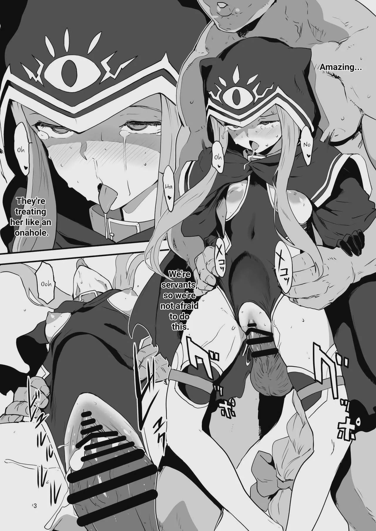 Art by nekoi_mie, manga_super - Tagged netorare, hood, nakadashi, nekoi_mie, impregnation, eye-covering_bang, leotard, manga_super, collar, exposed_clothing