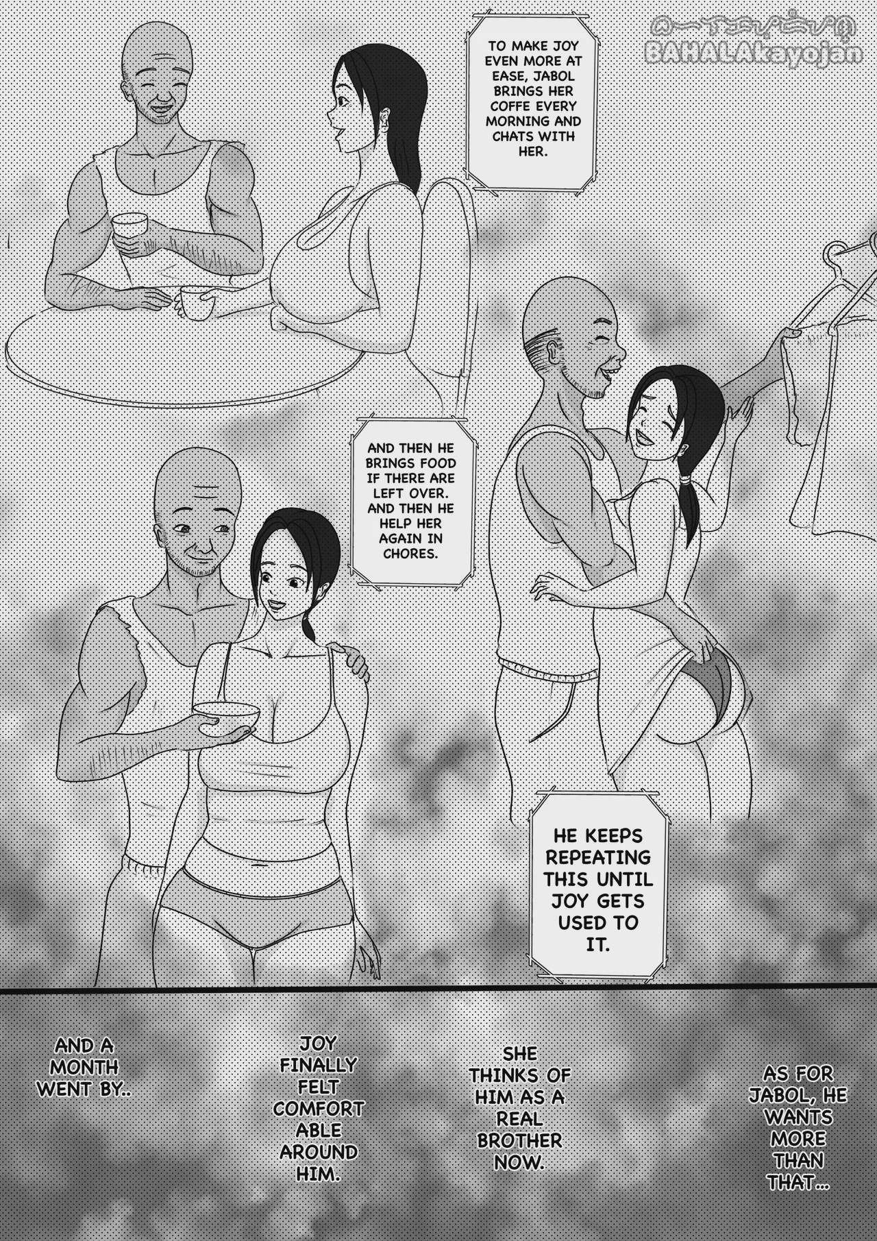 Art by  - Tagged dark_skin, milf, blindfold, big_breasts, bald, netorare, bukkake