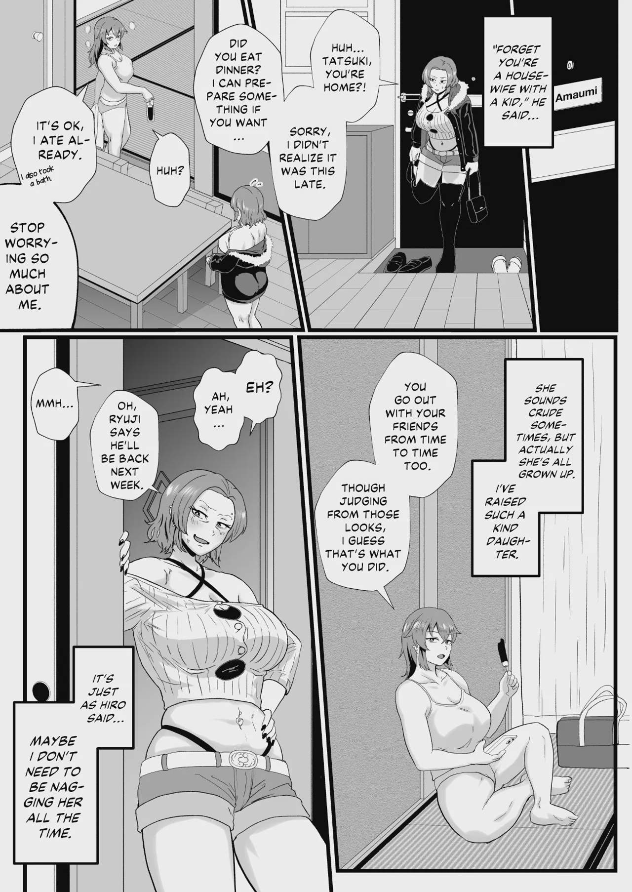 Art by protohotel, hotel_shikinseki - Tagged bbm, blowjob, moral_degeneration, impregnation, dilf, cheating, hotel_shikinseki, big_breasts, milf, bondage, mind_control, piercing, nakadashi, paizuri, pregnant, protohotel, netorare
