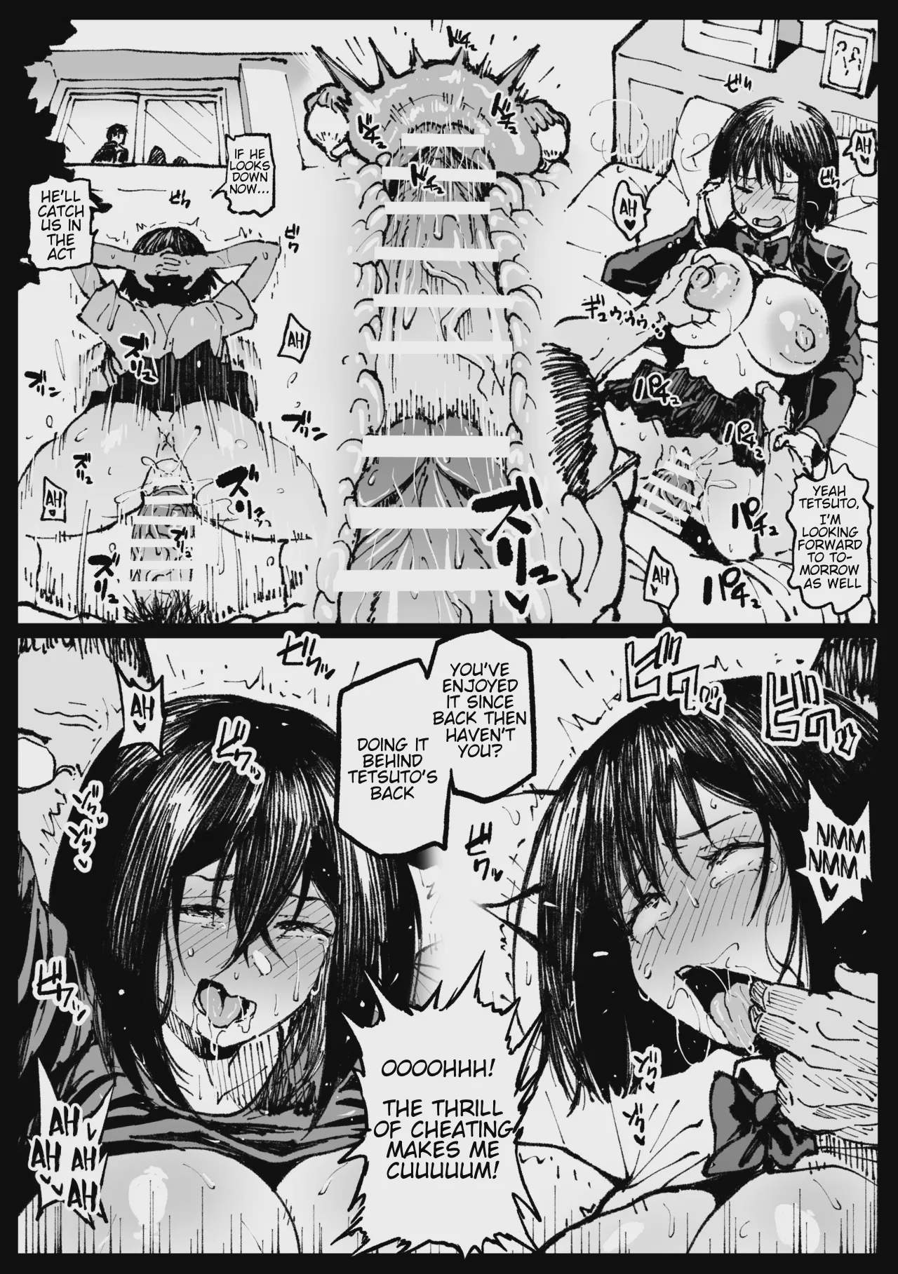 Art by ahemaru - Tagged oyakodon, big_penis, netorare, ahemaru, bbm, nakadashi, dark_skin, daughter, hidden_sex, ahegao, milf, old_man, granddaughter