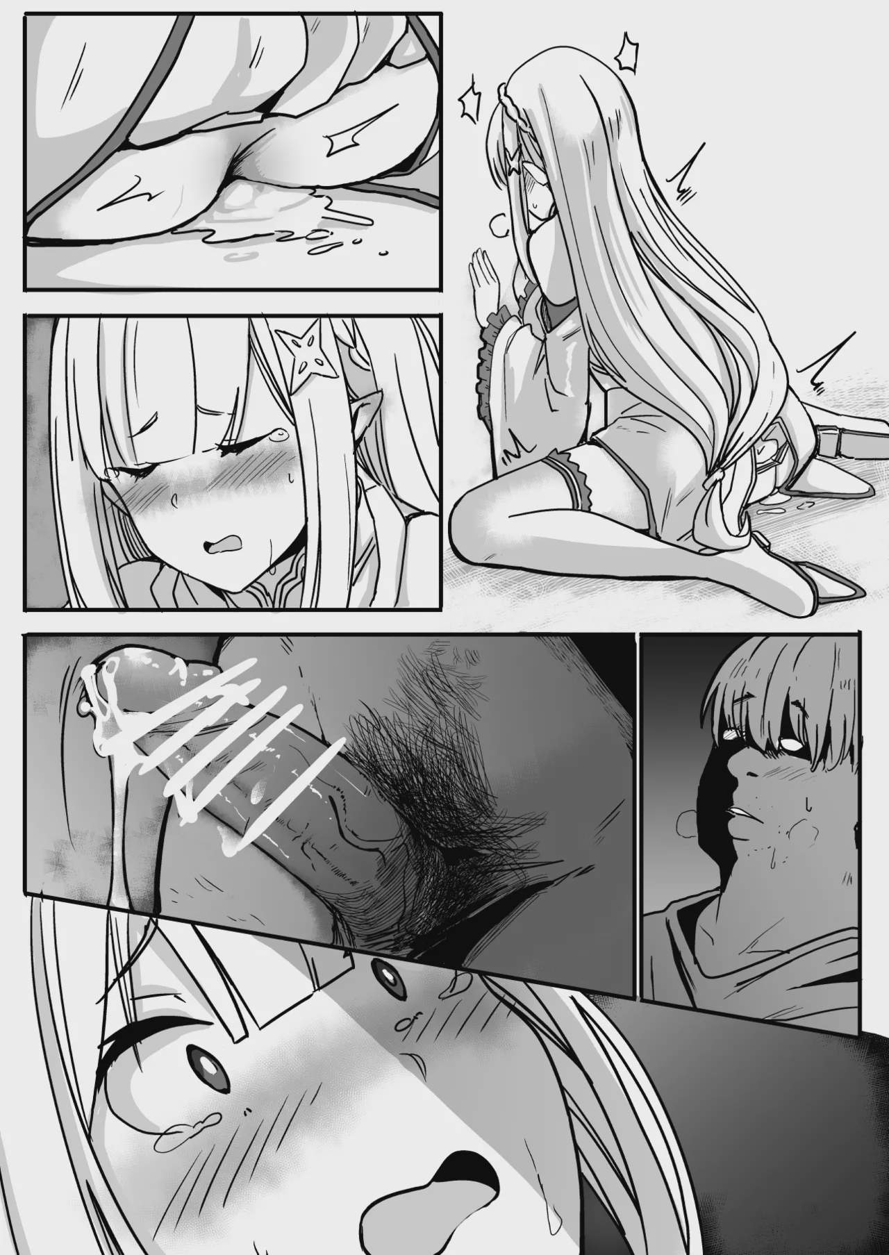 Art by oninarasu - Tagged elf, impregnation, dilf, x-ray, bbm, blowjob, nakadashi, sole_female, sole_male, defloration, oninarasu, netorare, big_breasts, rape