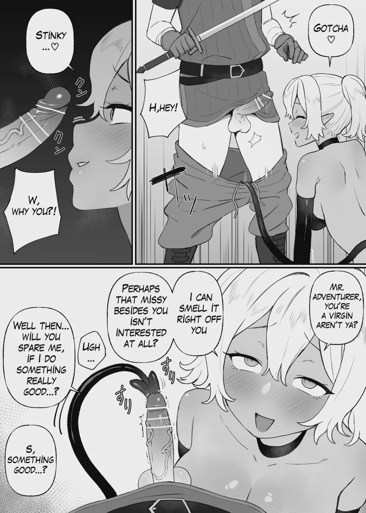 Art by bingdak, black_and_white - Tagged black_and_white, futanarization, collar, virginity, penis_reduction, netorare, futanari, big_penis, femdom, gloves, bingdak, thigh_high_boots, sole_male, crotch_tattoo, rape, multiple_orgasms, big_breasts, anal_intercourse, small_penis, twintails, nipple_stimulation, demon_girl, tail, full-packaged_futanari, slave, dickgirl_on_male, anal