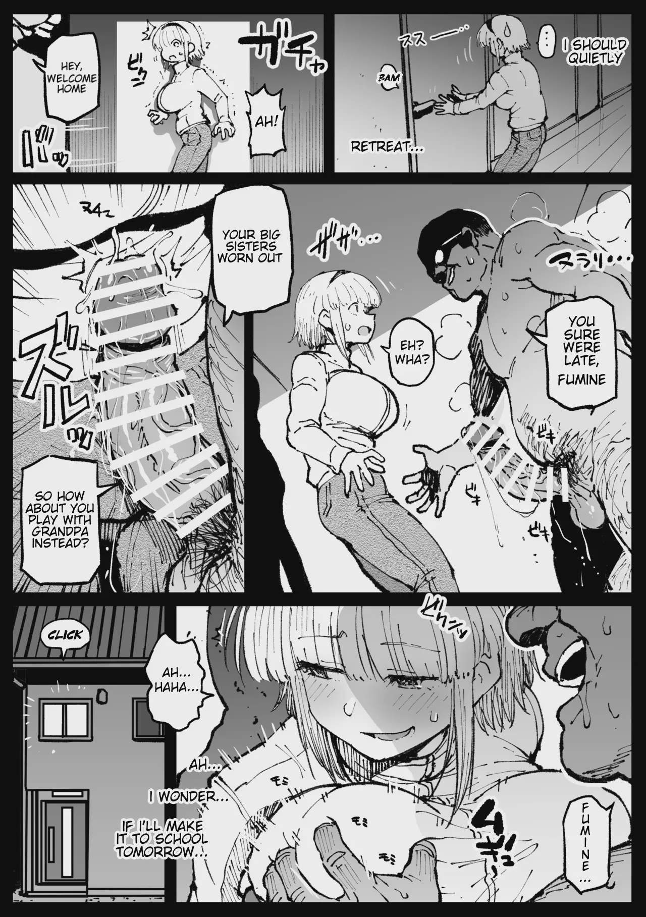 Art by ahemaru - Tagged oyakodon, big_penis, netorare, ahemaru, bbm, nakadashi, dark_skin, daughter, hidden_sex, ahegao, milf, old_man, granddaughter