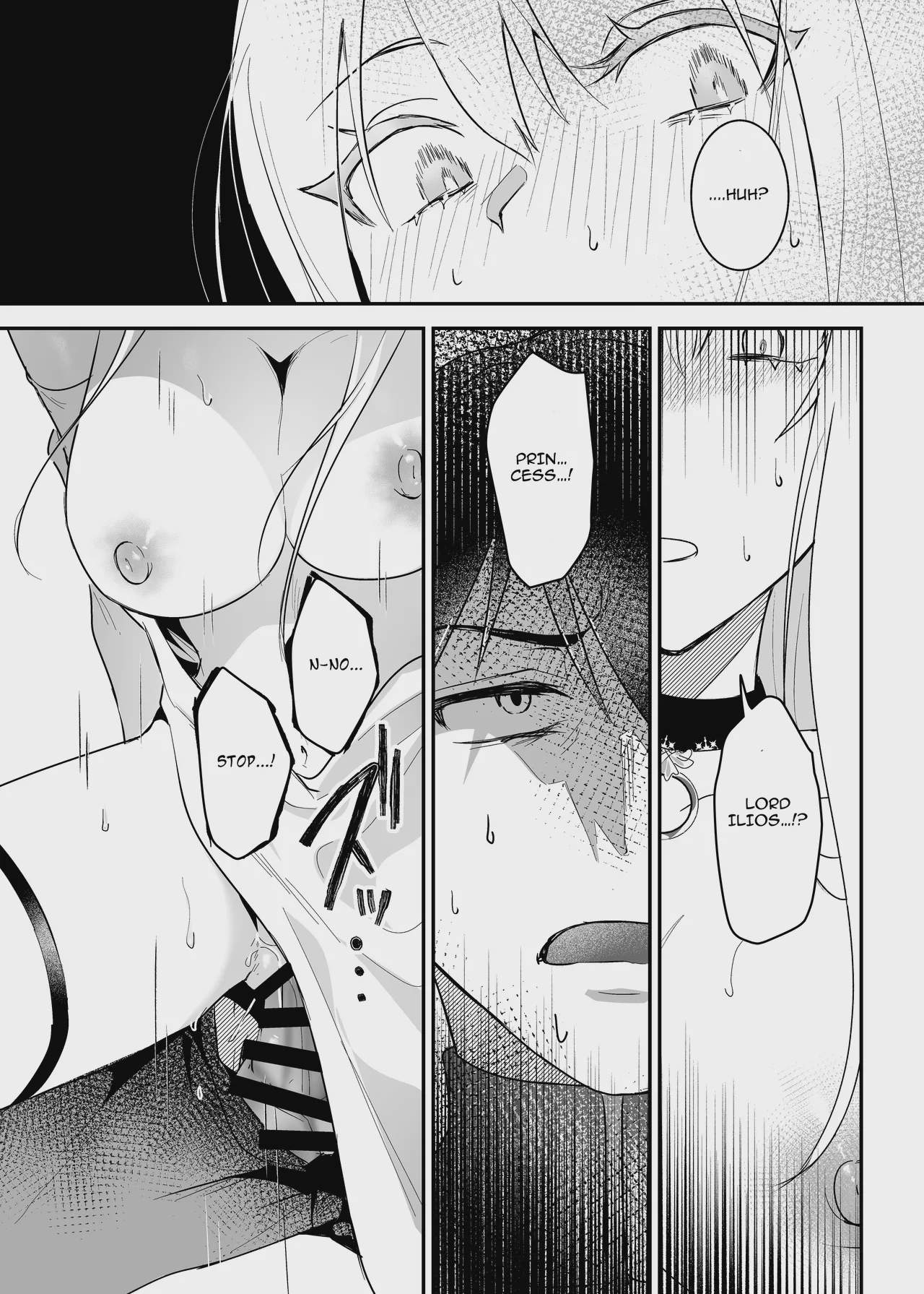 Art by yoshida_killy - Tagged stockings, dilf, netorare, niece, tiara, facial_hair, crown, mind_break, exhibitionism, sole_male, very_long_hair, humiliation, collar, detached_sleeves, yoshida_killy, blindfold, sole_female, ahegao
