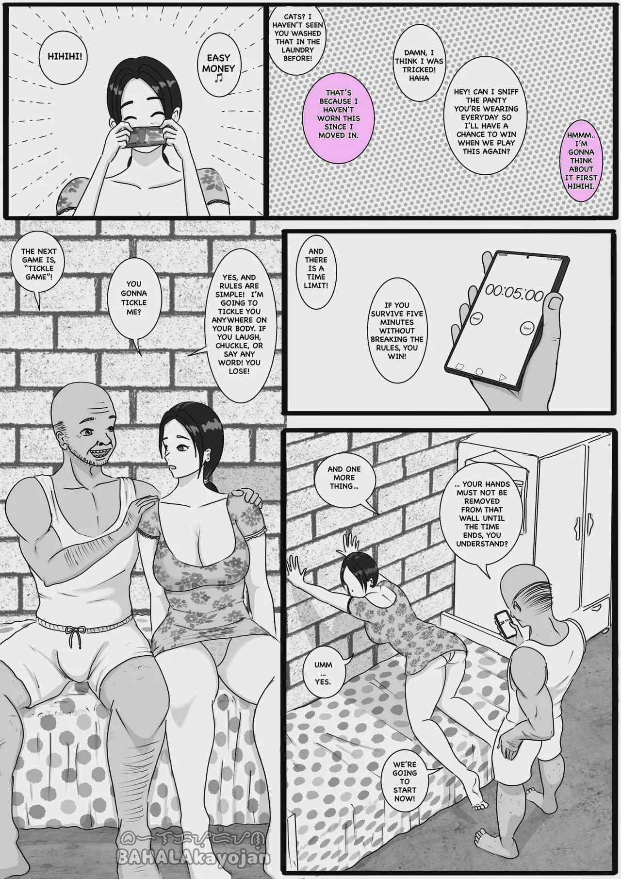 Art by  - Tagged dark_skin, milf, blindfold, big_breasts, bald, netorare, bukkake