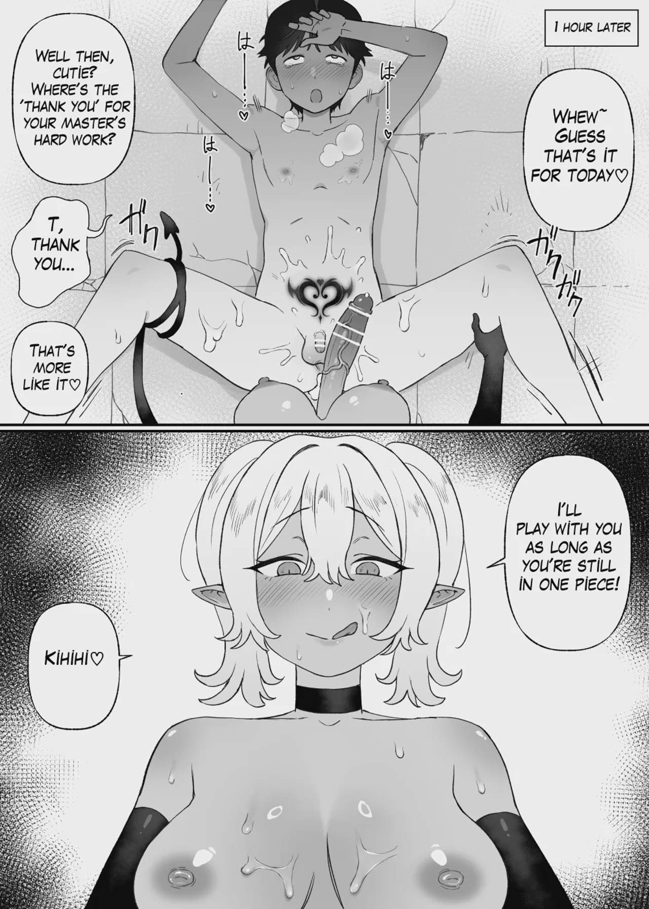Art by bingdak, black_and_white - Tagged black_and_white, futanarization, collar, virginity, penis_reduction, netorare, futanari, big_penis, femdom, gloves, bingdak, thigh_high_boots, sole_male, crotch_tattoo, rape, multiple_orgasms, big_breasts, anal_intercourse, small_penis, twintails, nipple_stimulation, demon_girl, tail, full-packaged_futanari, slave, dickgirl_on_male, anal